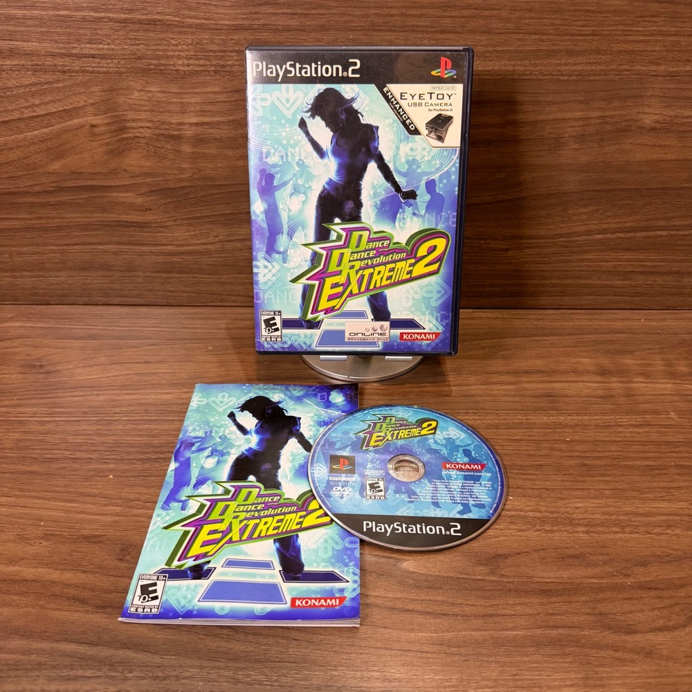 Konami Dance Dance Revolution Extreme 2 PS2 OS Blue Excellent CIB Rhythm Game